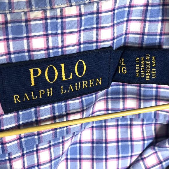Polo Ralph Lauren Men's XL Plaid Button Down Shirt Blue Pink White 100% Cotton - Picture 6 of 8